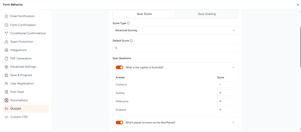 Quiz Feature in SureForms image