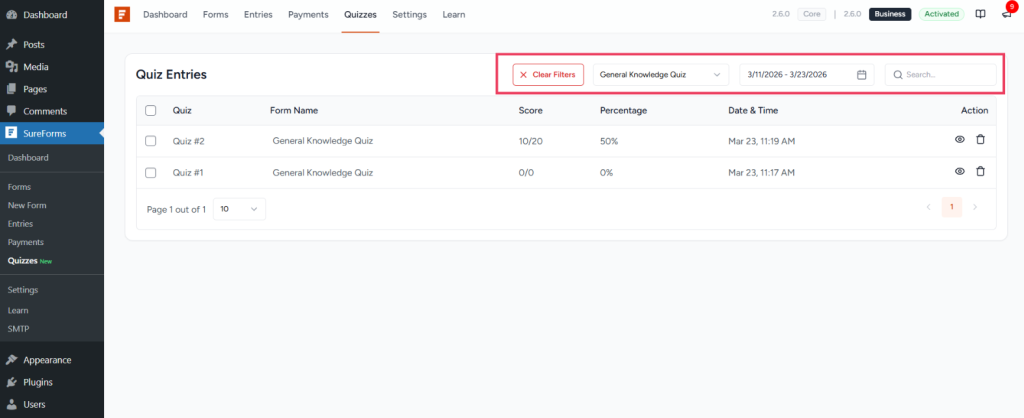 Quiz Feature in SureForms image