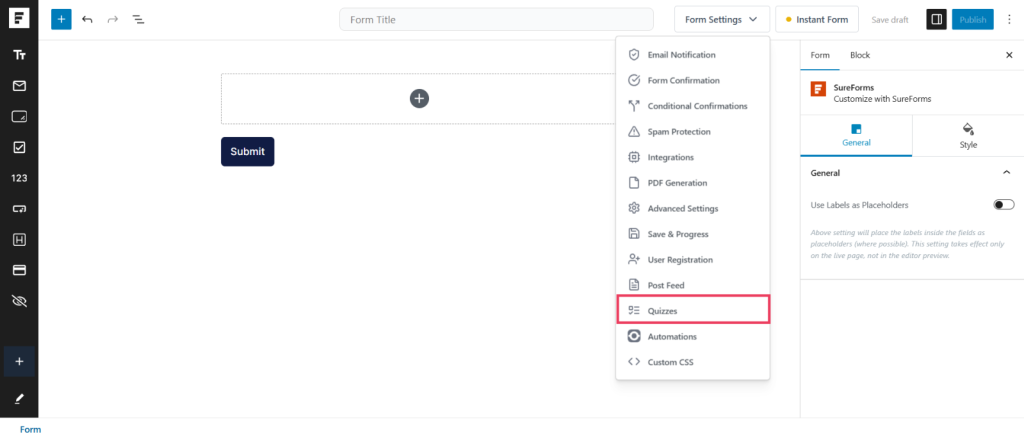 Quiz Feature in SureForms image