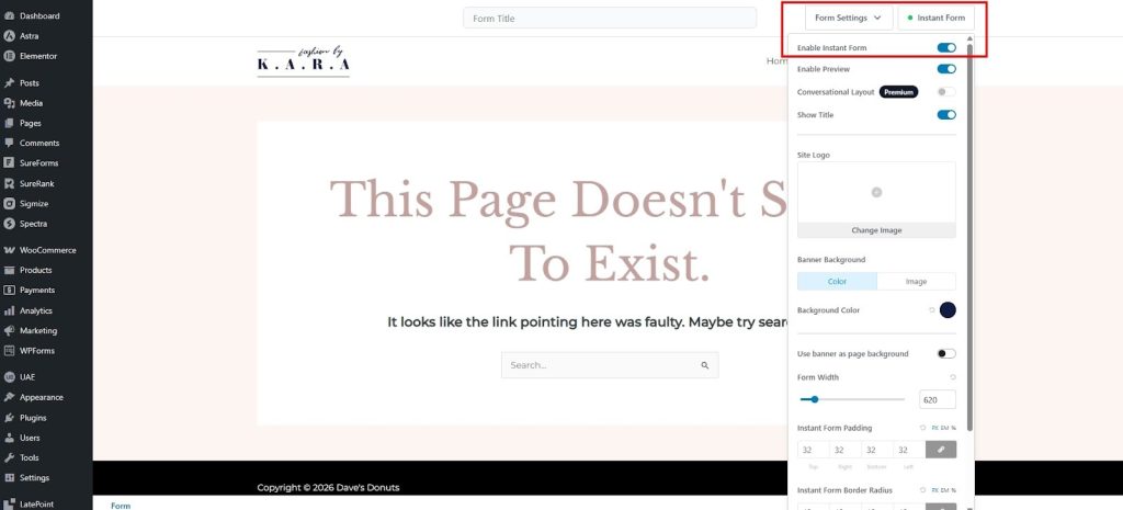 Enable the 'Instant Forms' option