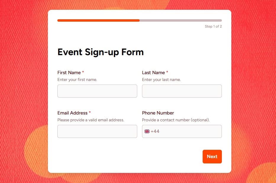Website Embedding of Instant Forms