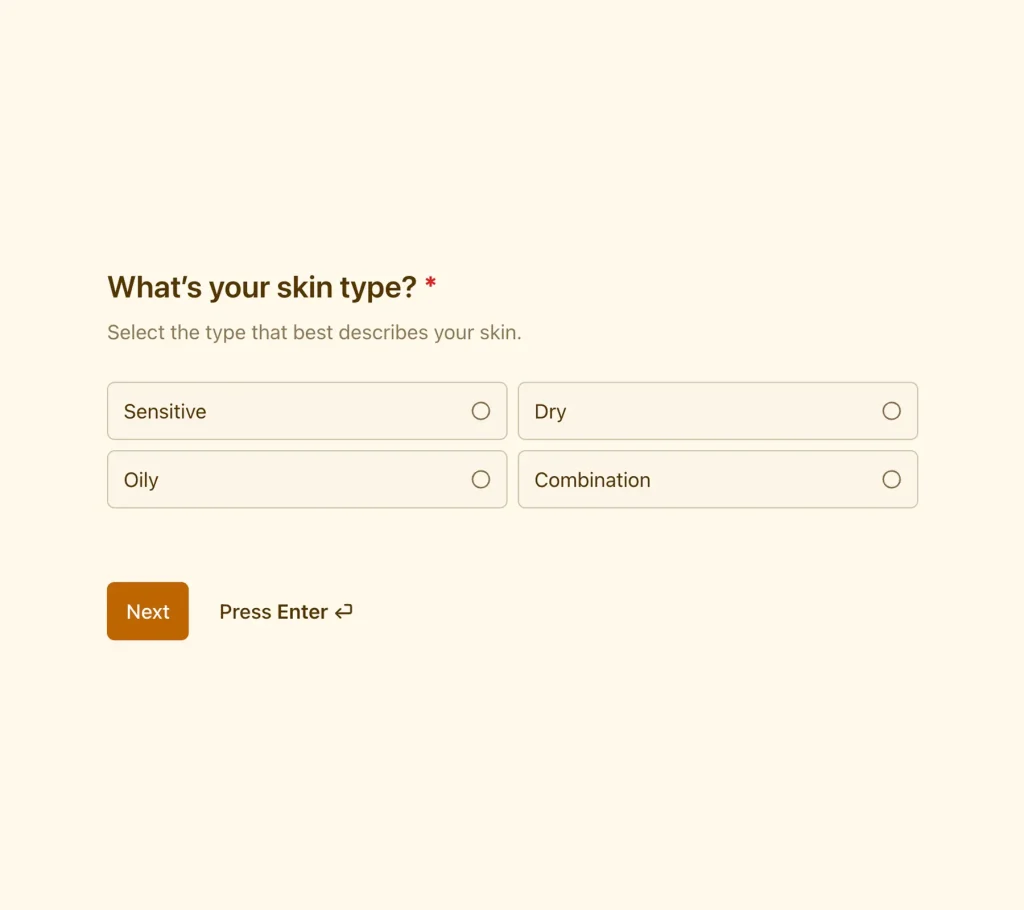 skin care quiz form thumbnail