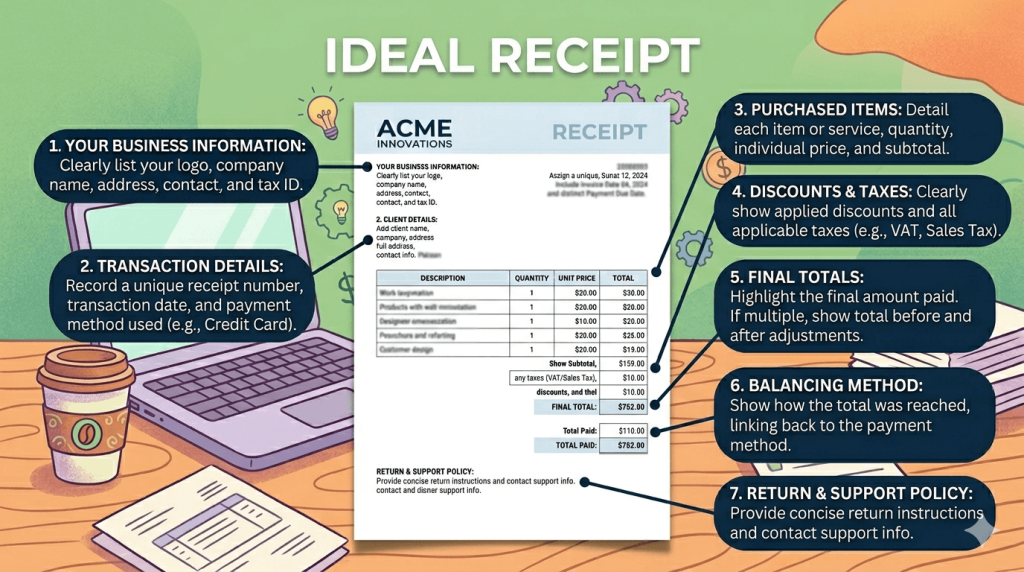 Invoice vs Receipt: an ideal reciept