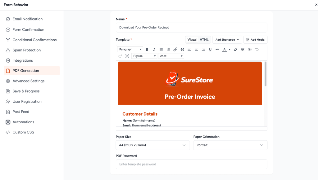 Design your reciept/invoice PDF