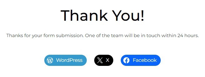 social sharing with thank you page