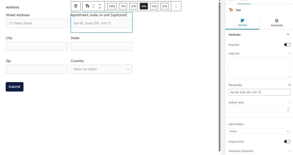 Address line 2 in a form