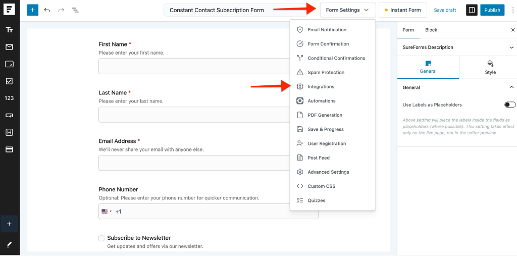 SureForms Integration with Constant Contact image