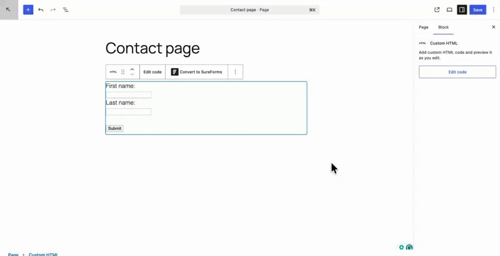 Convert to Form button