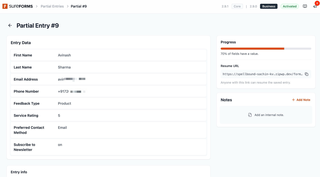 Partial Entries in SureForms image
