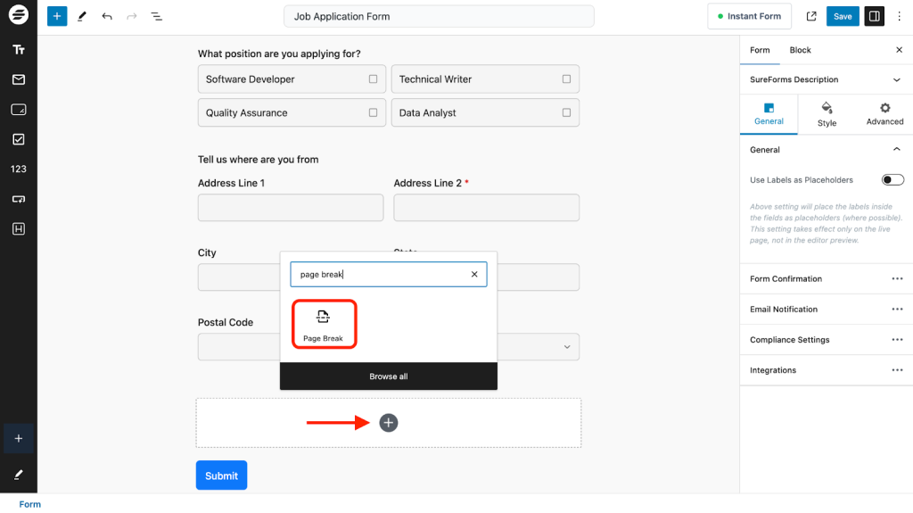 Multi-Step Forms in WordPress: What They Are & When You Should Use Them? page break block for Multi-Step Forms in WordPress
