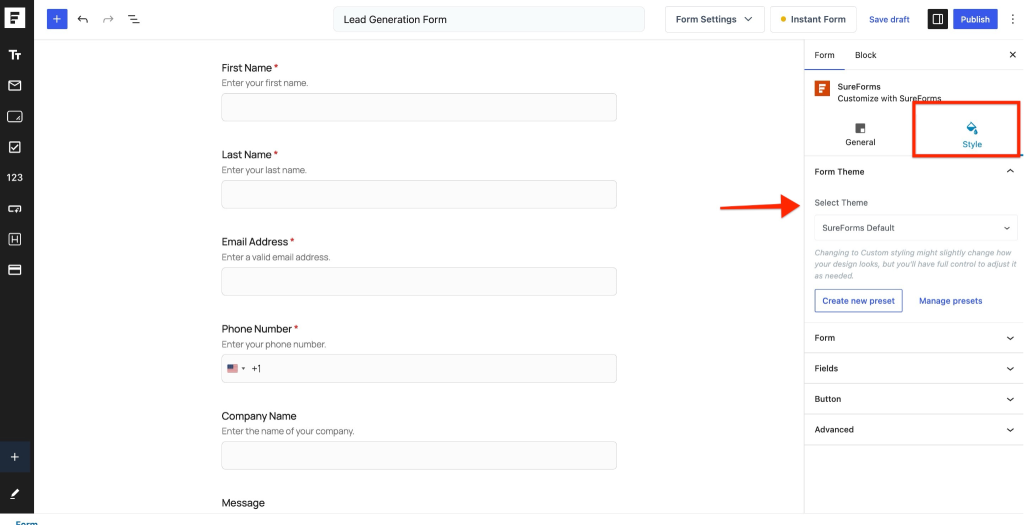 SureForms Pro – New Form Styling & Preset Features image