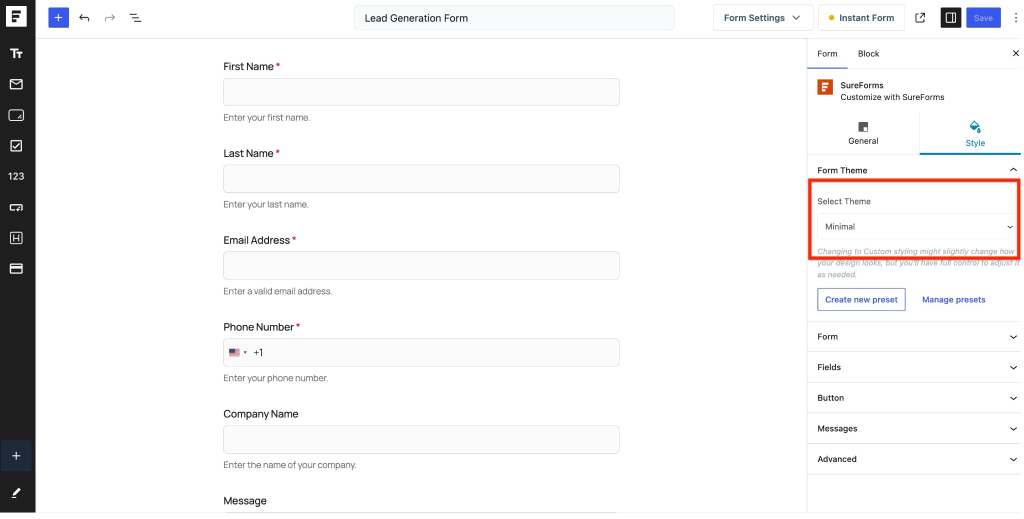 SureForms Pro – New Form Styling & Preset Features image