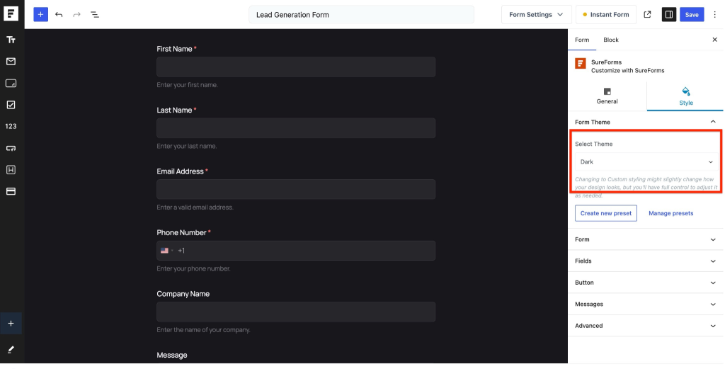 SureForms Pro – New Form Styling & Preset Features image
