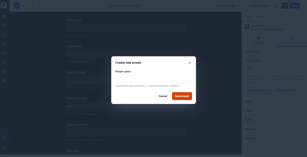 SureForms Pro – New Form Styling & Preset Features image