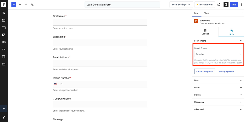 SureForms Pro – New Form Styling & Preset Features image