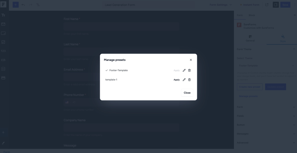 SureForms Pro – New Form Styling & Preset Features image