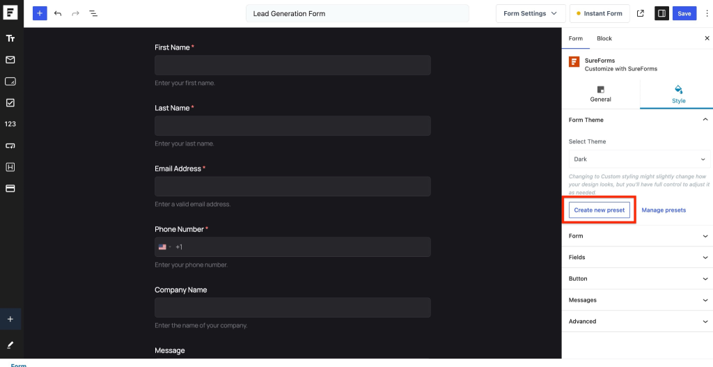 SureForms Pro – New Form Styling & Preset Features image