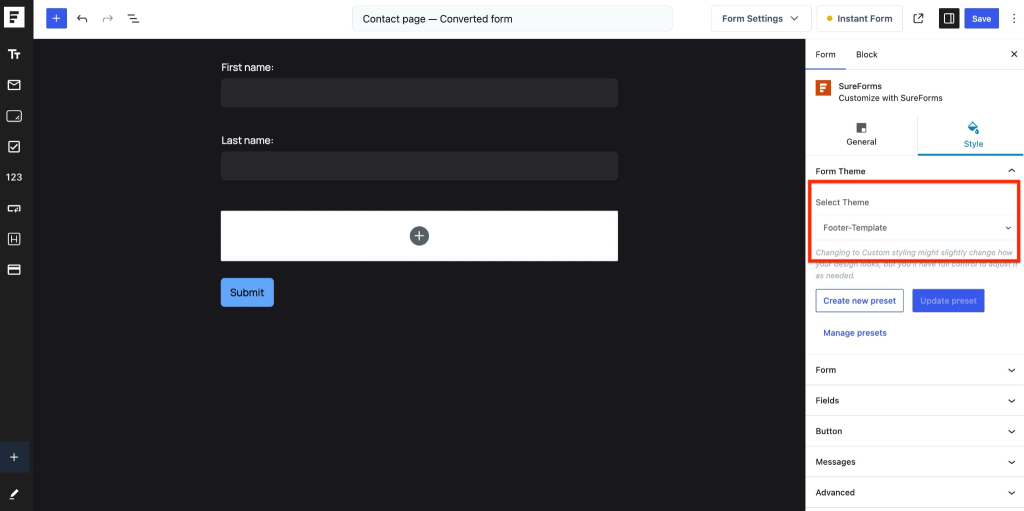 SureForms Pro – New Form Styling & Preset Features image