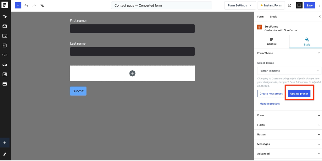 SureForms Pro – New Form Styling & Preset Features image