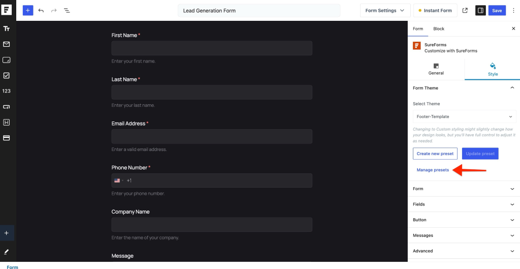 SureForms Pro – New Form Styling & Preset Features image