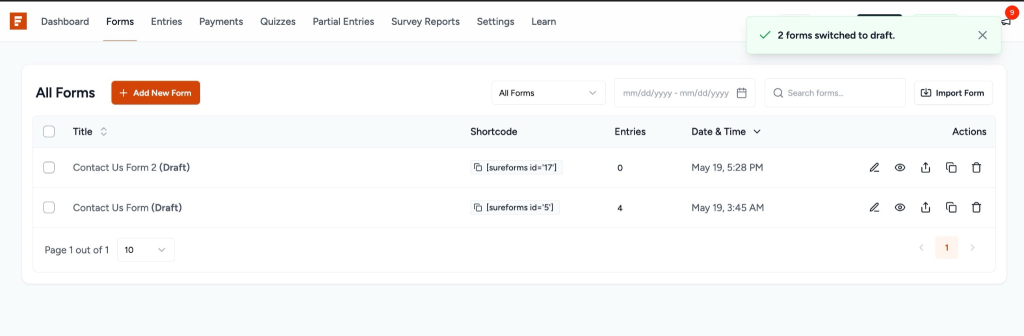 How to Move a Published Form to Draft Mode image