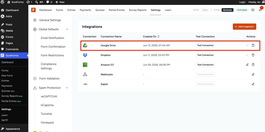 Upload Form Files and Signatures to Google Drive with SureForms connection