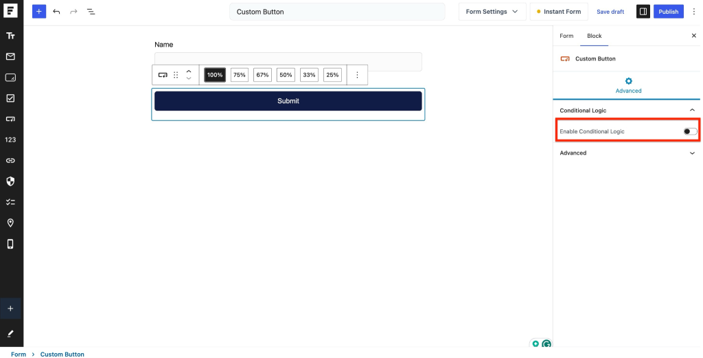 Hide the Submit Button Using Conditional Logic image