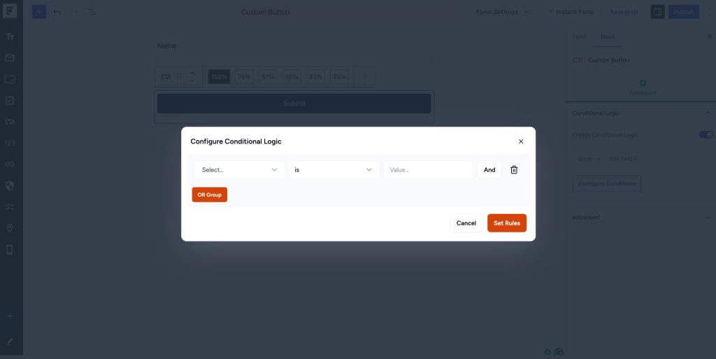 Hide the Submit Button Using Conditional Logic image
