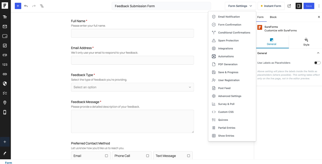 Show Entries in SureForms image