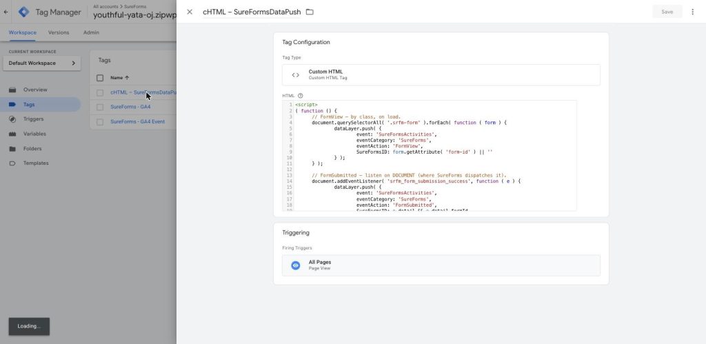 How to Send SureForms Events to Google Analytics 4 via GTM image