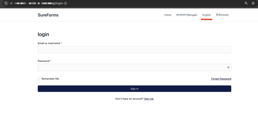 WPML language switcher.