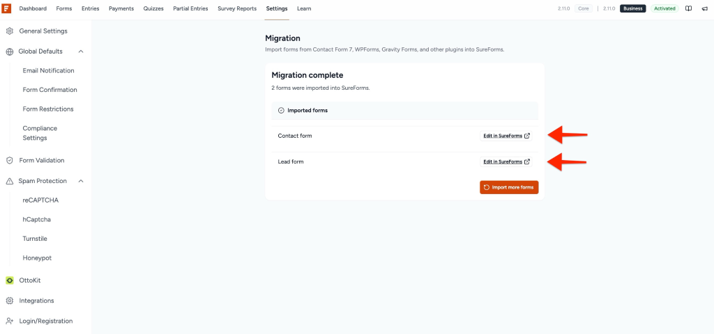 Edit in SureForms button