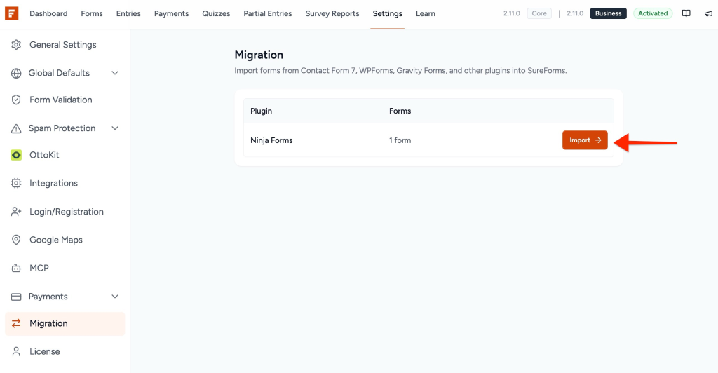 Ninja Forms option