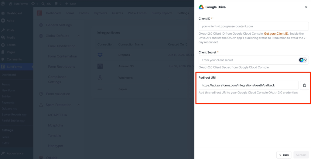 Upload Form Files and Signatures to Google Drive with SureForms image
