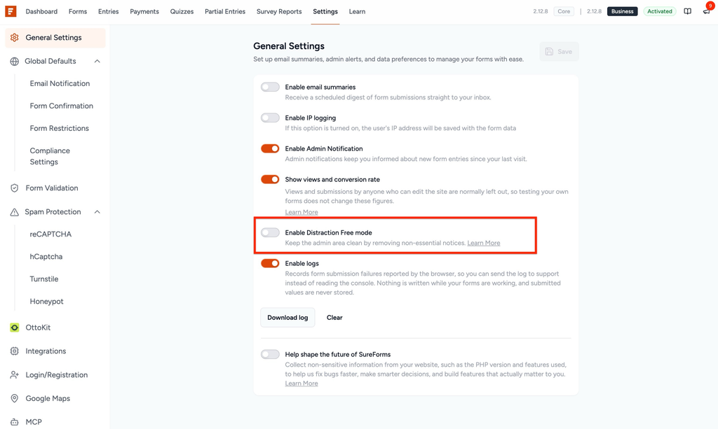 How to Enable Distraction Free Mode in SureForms image