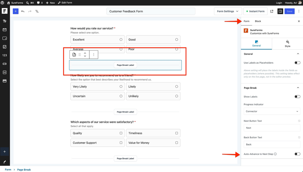 How to Use Auto-Advance to Next Step in SureForms image