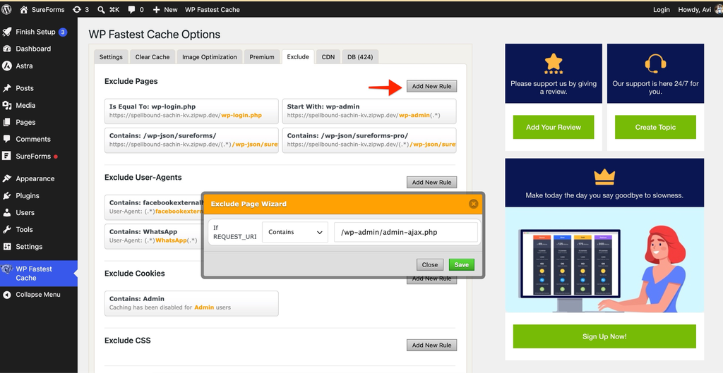 How to Set Up SureForms with WP Fastest Cache image