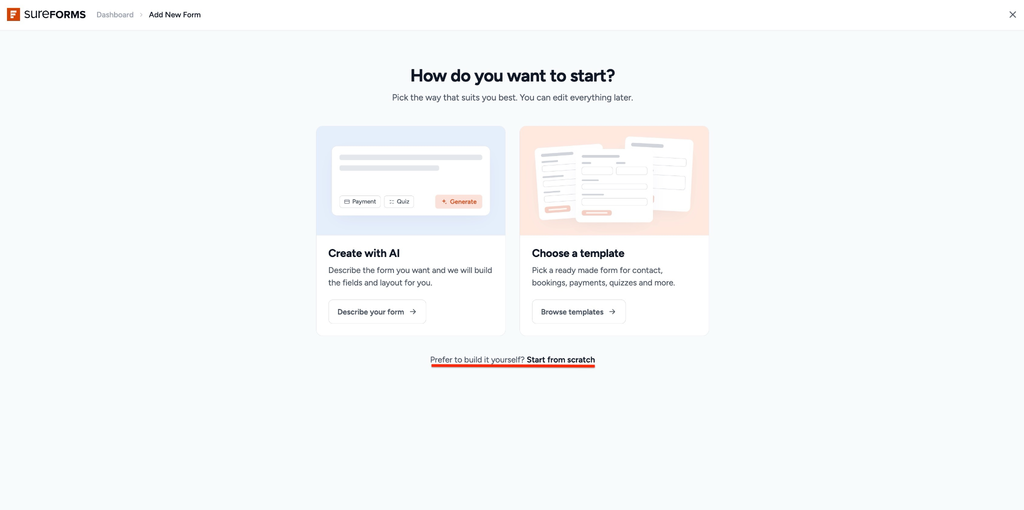 How to Create a Form from Scratch in SureForms image