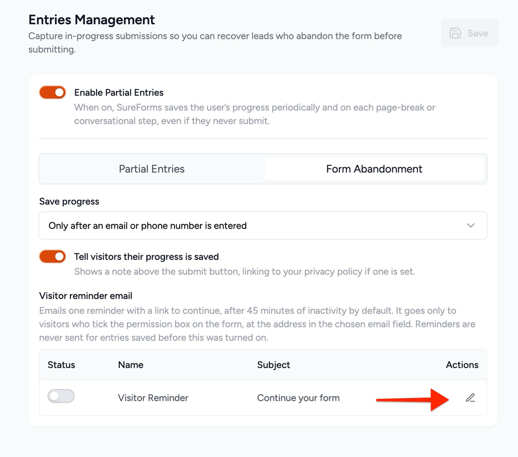 How to Enable and Manage Form Abandonment in SureForms image